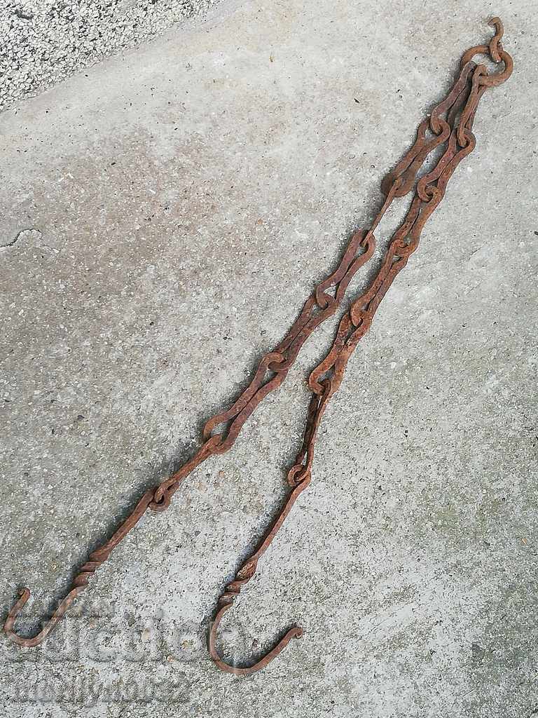 Old forged chain with hook, hearth for hearth chain hook - 6 Old forged chain with hook, hearth for hearth chain hook - 6