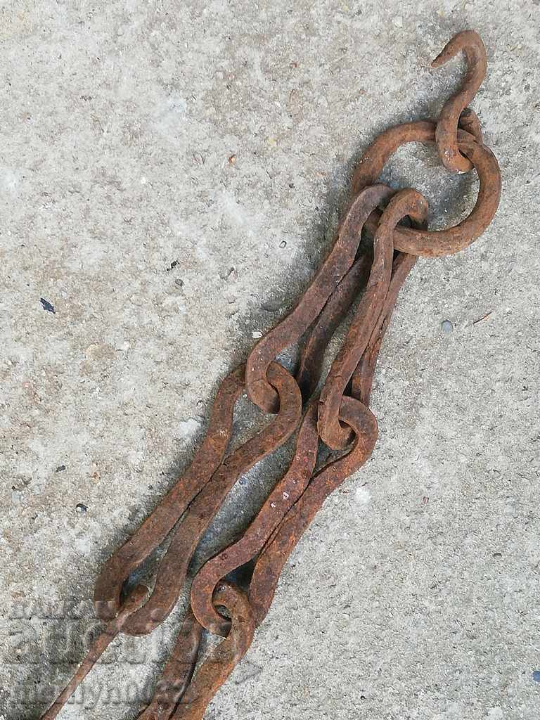Old forged chain with hook, hearth for hearth chain hook - 7 Old forged chain with hook, hearth for hearth chain hook - 7