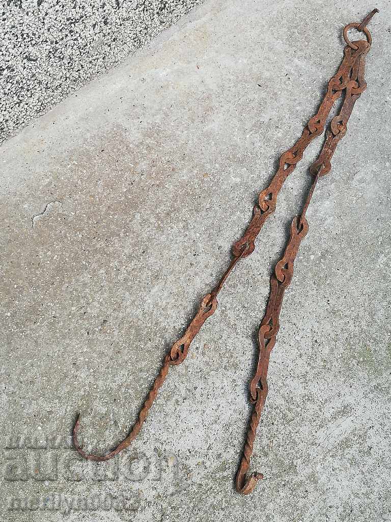 Delivery of Old forged chain with hook, hearth for hearth chain hook Delivery of Old forged chain with hook, hearth for hearth chain hook