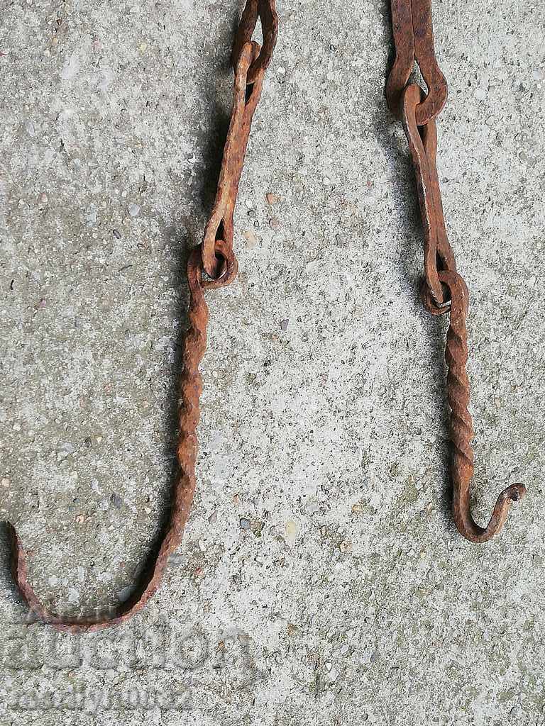 Old forged chain with hook, hearth for hearth chain hook - 5 Old forged chain with hook, hearth for hearth chain hook - 5
