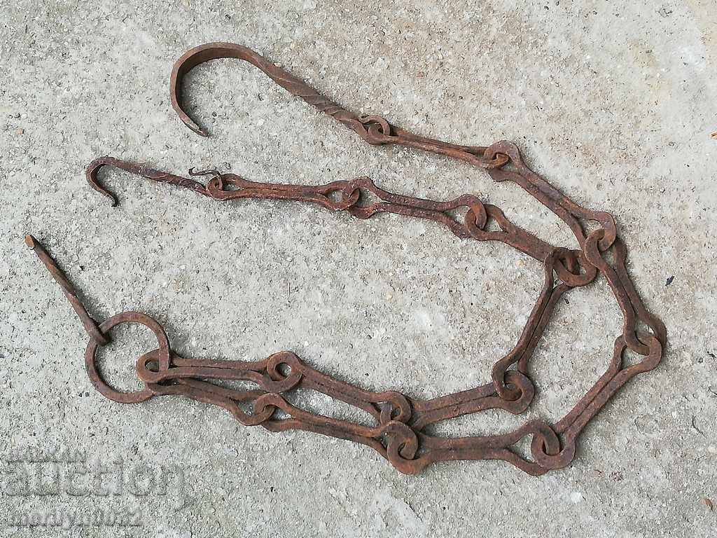Old forged chain with hook, hearth for hearth chain hook with price 47.00 BGN | € 24.03