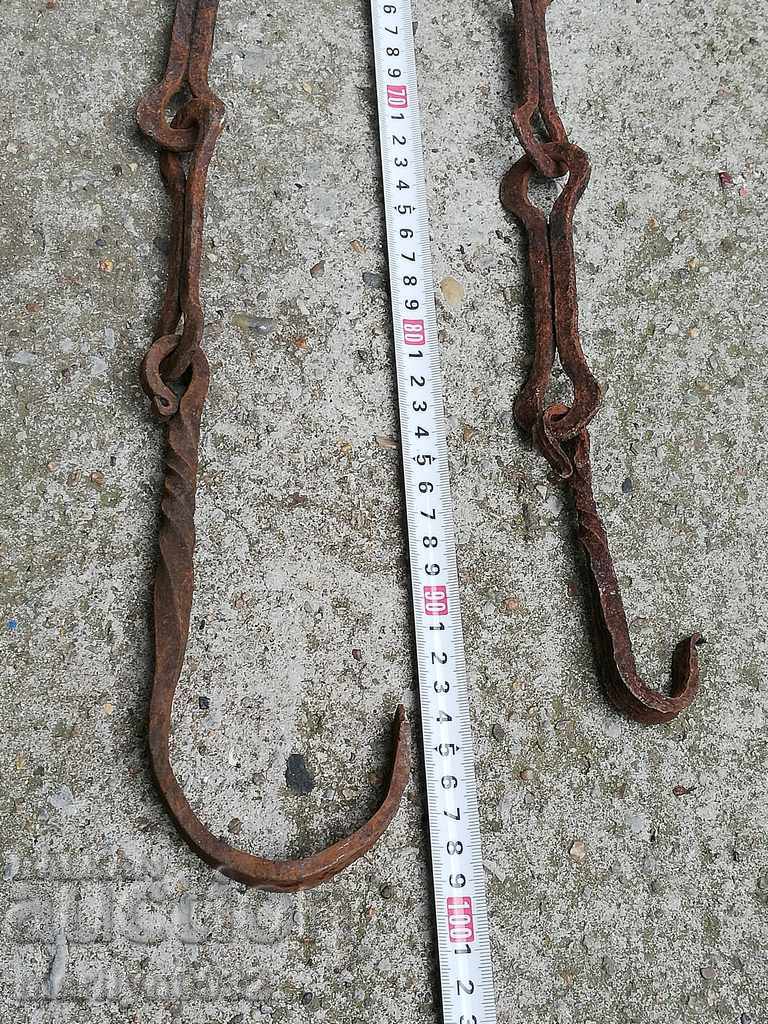 Delivery of Old forged chain with hook, hearth for hearth chain hook