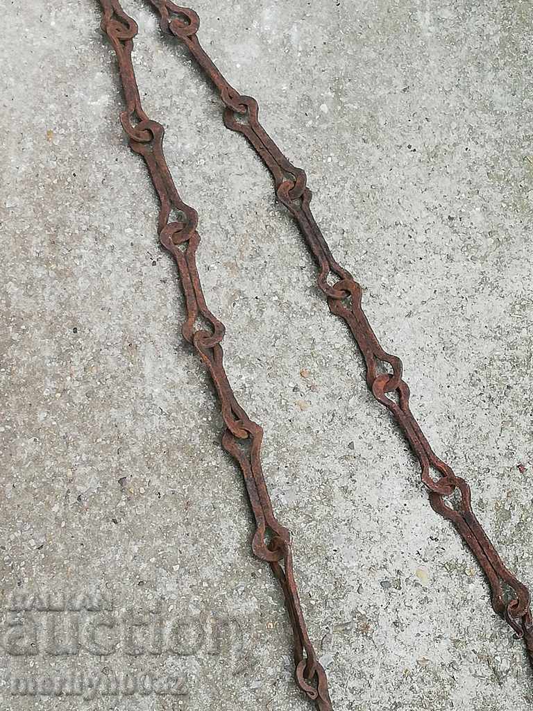 Old forged chain with hook, hearth for hearth chain hook - 7