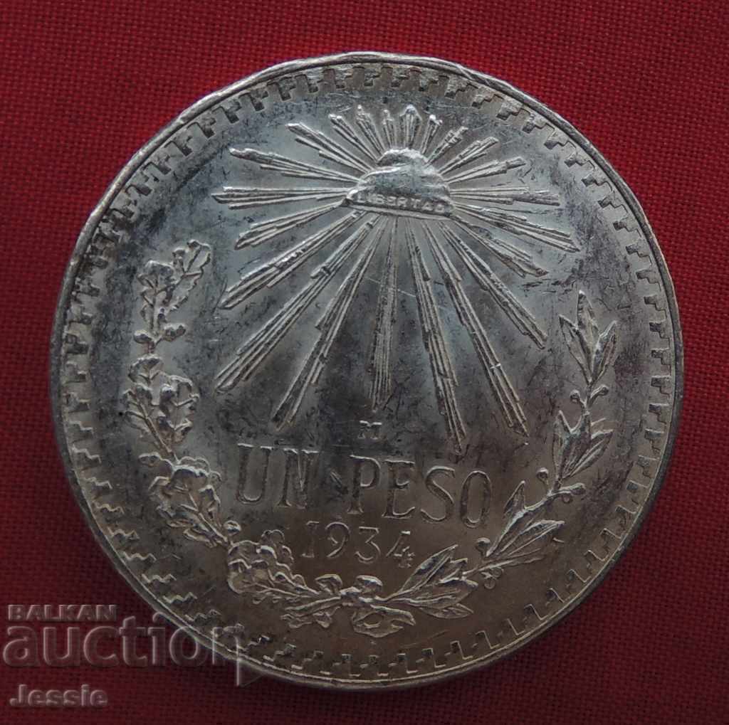 1 peso 1934 Mexico silver - QUALITY COMPARE AND EVALUATE !