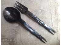Set of Bigfoot Horn Large Spoon and Fork