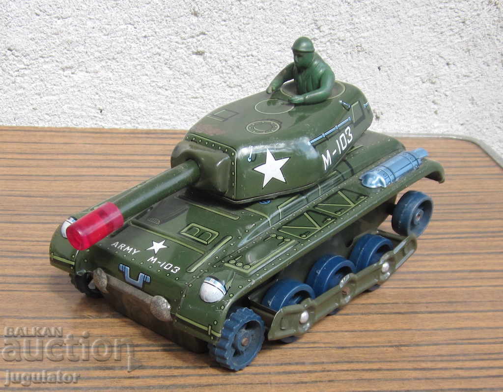 стара Японска военна метална ламаринена играчка танк М-103