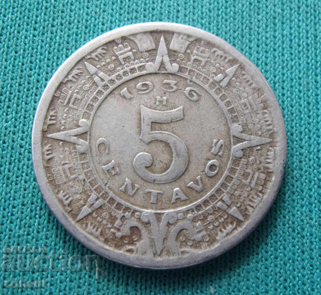 Mexico 5 Cents 1936 Rare
