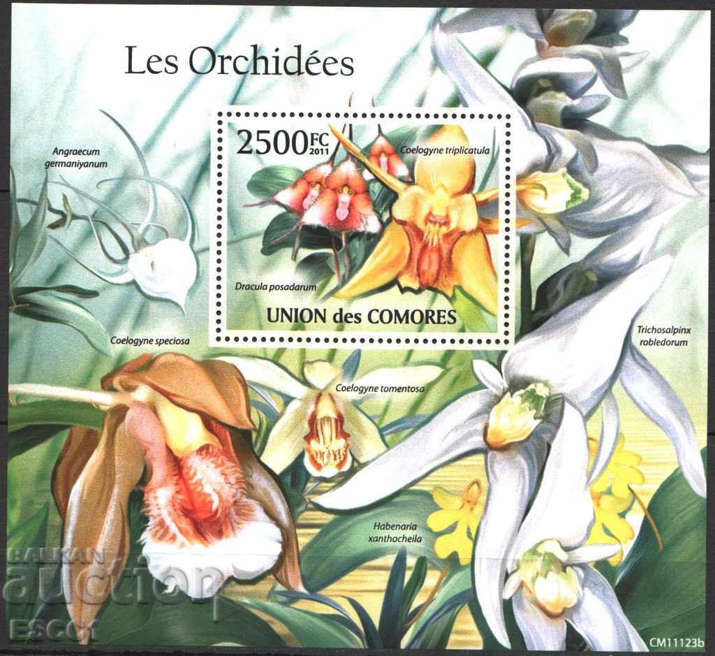 Чист блок  Флора Цветя Орхидеи 2011 от Коморски острови