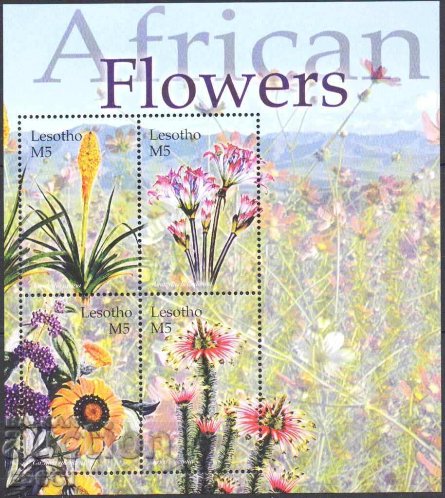 Clean Block Flora Flowers Orchids 2004 by Lesotho
