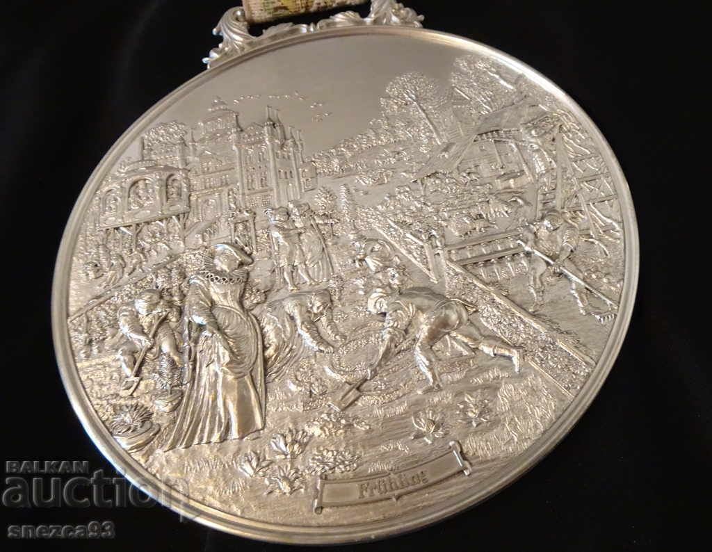 Delivery of WMF embossed panel, pewter painting Spring. Delivery of WMF embossed panel, pewter painting Spring.