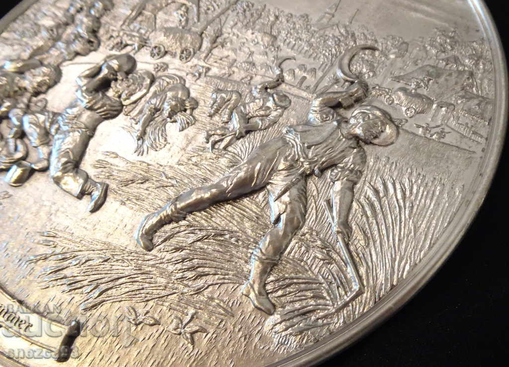 Auction WMF embossed panel, tin painting Summer. Auction WMF embossed panel, tin painting Summer.