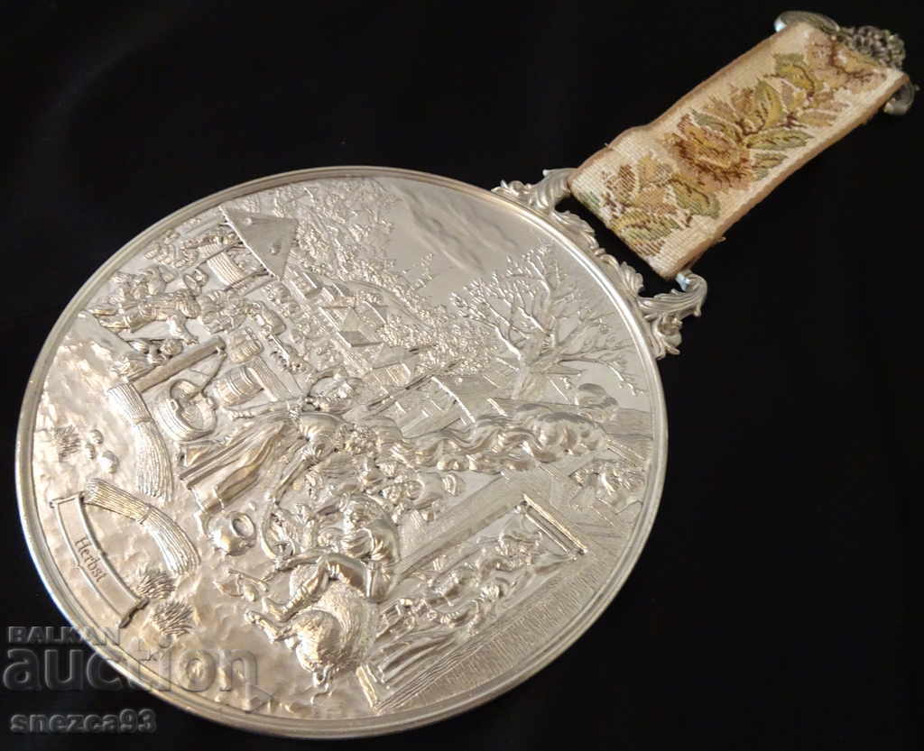 WMF embossed panel, pewter painting Autumn. WMF embossed panel, pewter painting Autumn.