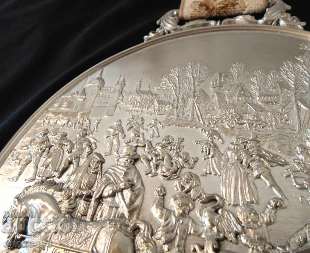 WMF embossed panel, tin painting Winter. - 5 WMF embossed panel, tin painting Winter. - 5