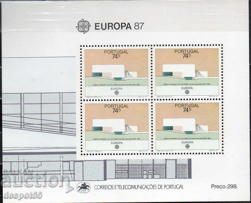 1987. Portugalia. Europa - Arhitectură modernă. Bloc.