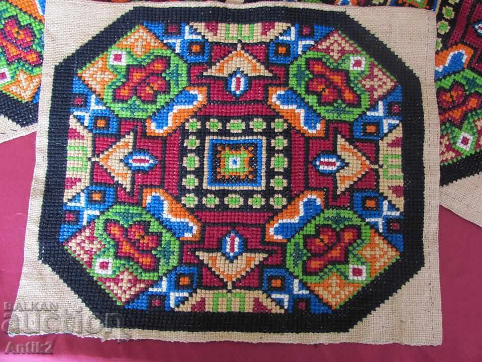 Χειροποίητο κεντημένο χέρι 19ου αιώνα με μάλλινα νήματα - 5