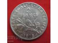 2 Francs 1918 France silver -QUALITY--