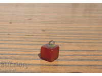 Ancient old amber pendant jewel dice jewel