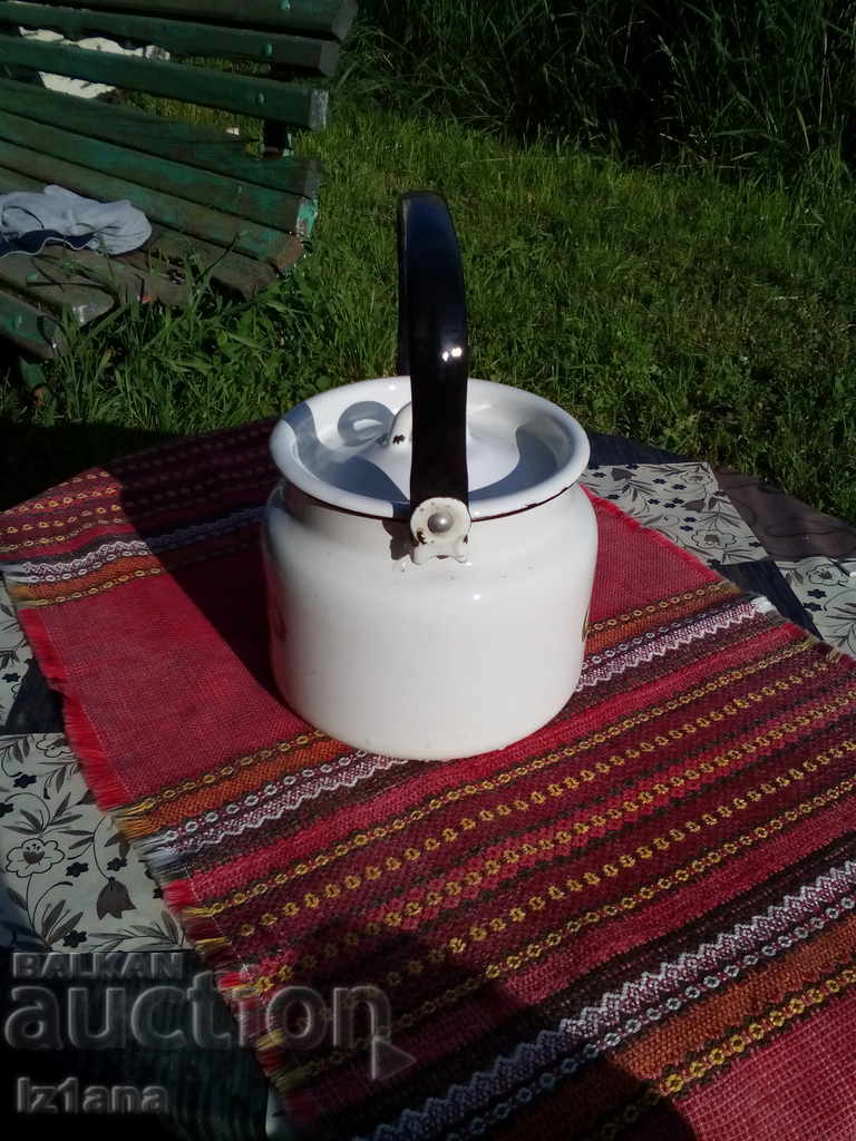 Old enamel teapot with price 28.00 BGN | € 14.32 Old enamel teapot with price 28.00 BGN | € 14.32