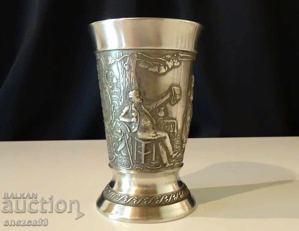 Auction  Tin cup for wine, love theme
