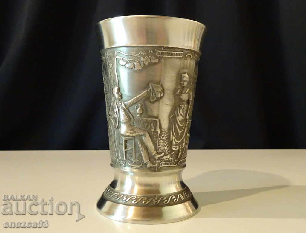 German goblet, glass, engraved tin.