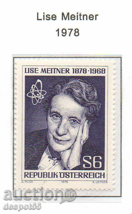 1978. Austria. Lise Meytner (1878-1968), un fizician atomic.