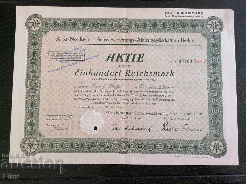 Акция | Alba-Nordstern Lebensversicherungs | 1925г.