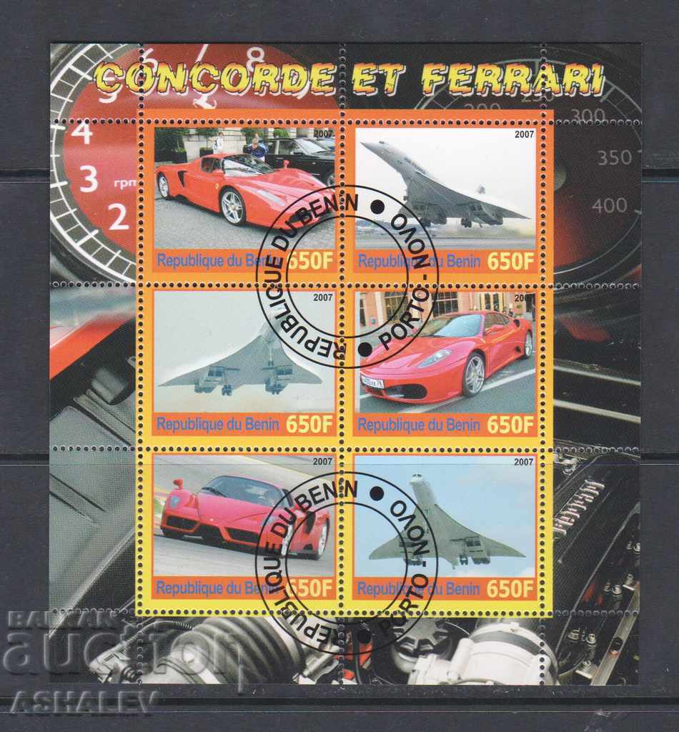 Kongo 2007 Transport - blok de 6 marki Ferrari cu ștampilă