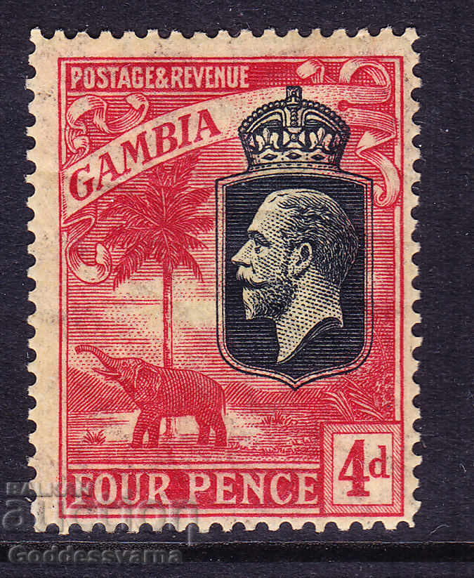 Γκάμπια 1927 George V 4δ μαύρο και κόκκινο σε κίτρινο MM Cat 28 GBP