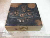 Wooden box with copper appliqué