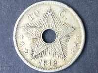 10 сантима Белгийско Конго 1910