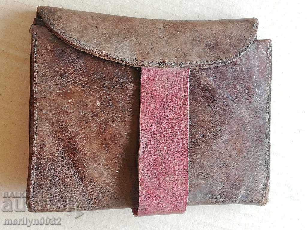 Old leather men's wallet, purse, purse