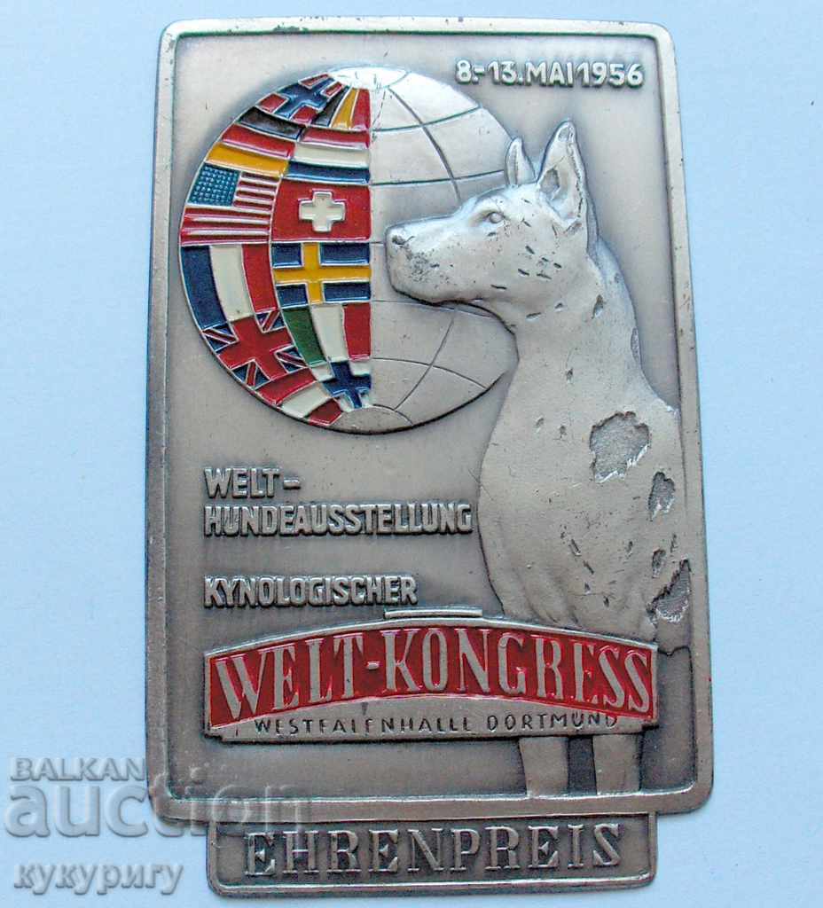 Auction Old Medal Plaque World Exposure Dogs 1956 Germany Auction Old Medal Plaque World Exposure Dogs 1956 Germany