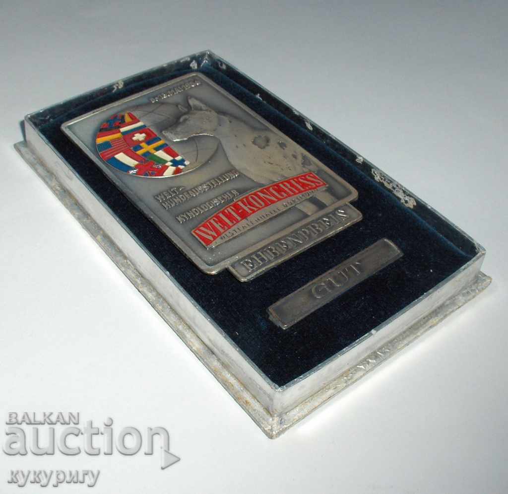 Old Medal Plaque World Exposure Dogs 1956 Germany - 6 Old Medal Plaque World Exposure Dogs 1956 Germany - 6