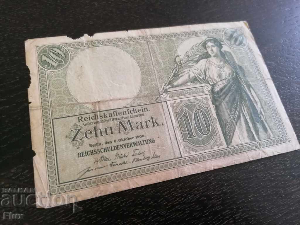 Reich banknote - Germany - 10 brands | 1906 with price 22.00 BGN | € 11.25 Reich banknote - Germany - 10 brands | 1906 with price 22.00 BGN | € 11.25