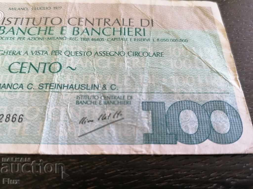 Auction Bank check - Italy 1977 Auction Bank check - Italy 1977