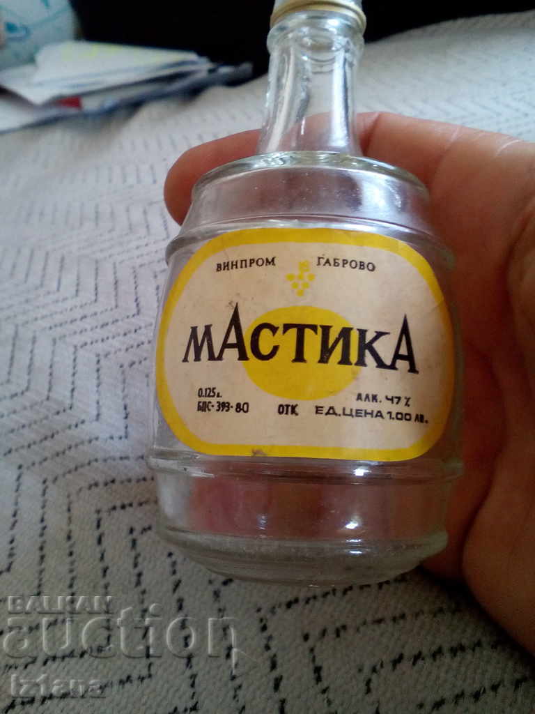 Old bottle, Mastic bottle, Vinprom Gabrovo with price 6.00 BGN | € 3.07 Old bottle, Mastic bottle, Vinprom Gabrovo with price 6.00 BGN | € 3.07