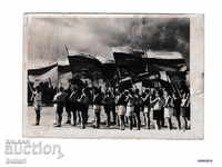 Postcard Photo black white Russian flag PK