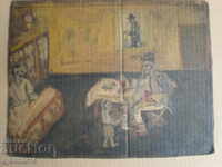 pictură în ulei pe mukawa