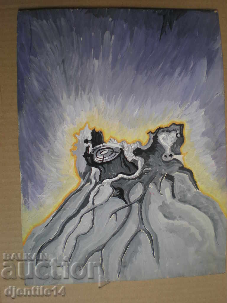 Auction gouache drawing on cardboard Auction gouache drawing on cardboard