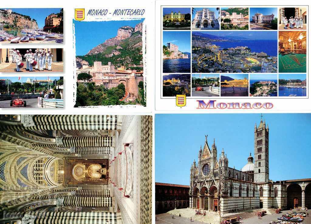 Cărți poștale - Monaco, Monte Carlo, Siena - 4 buc.