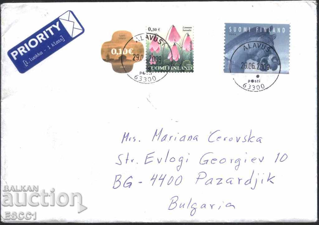 Traveled envelope with Fauna Horse 2006, Flowers 2004 from Finland