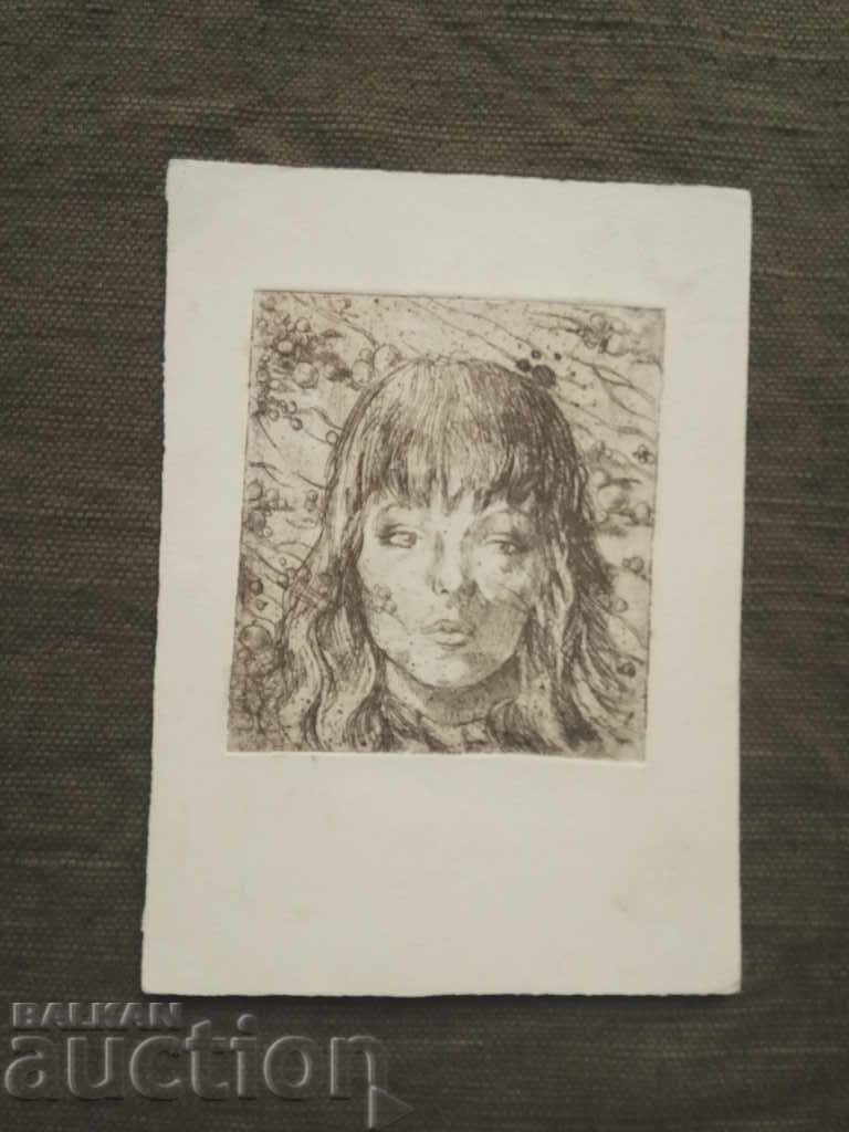 Girl: engraving, print