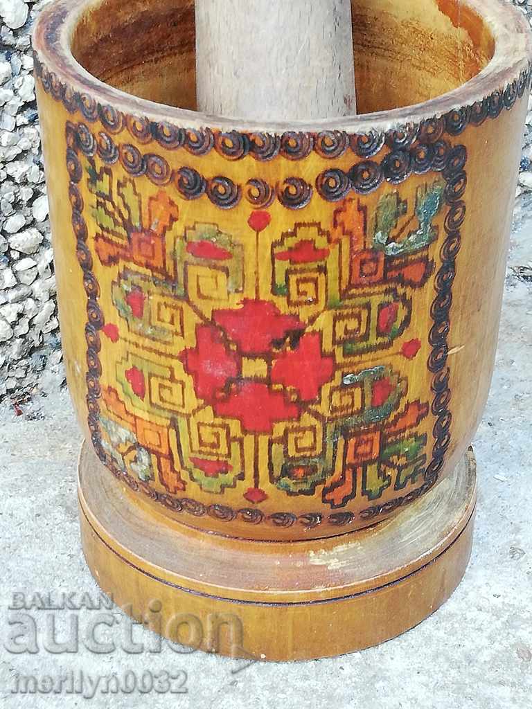 Old wooden mortar with pestle, mortar, jug, wooden things with price 48.00 BGN | € 24.54