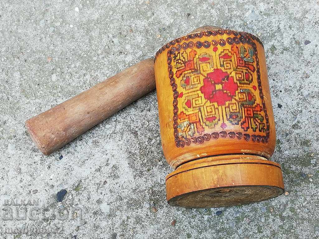 Old wooden mortar with pestle, mortar, jug, wooden things - 5
