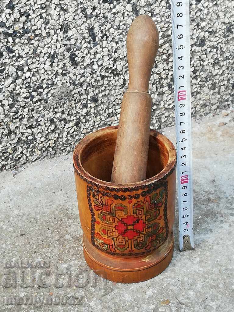 Old wooden mortar with pestle, mortar, jug, wooden things - 6