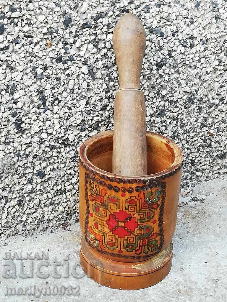 Old wooden mortar with pestle, mortar, jug, wooden things