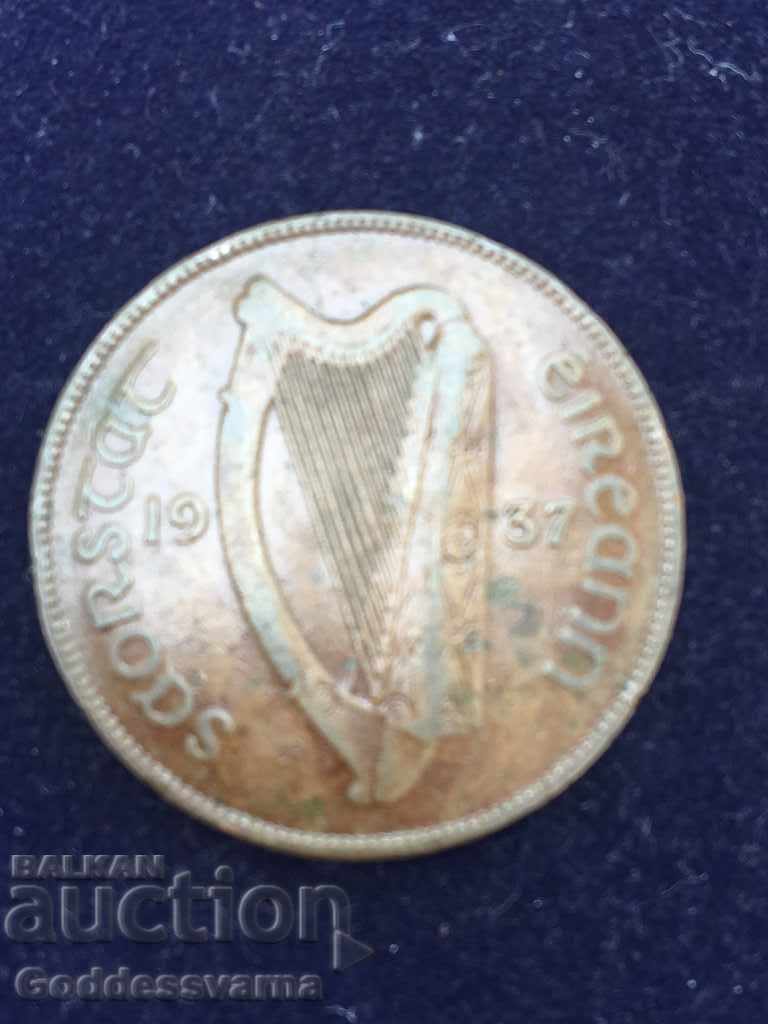 Ireland 1 Penny  1937 Hen Chicks Bronze 9.4g