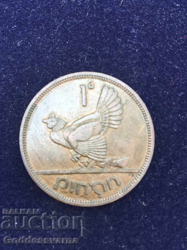 Ireland 1 Penny 1946 Hen Chicks Bronze 9.4g