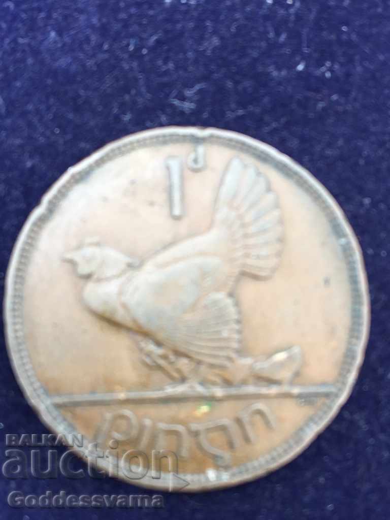 Ireland 1 Penny 1933 Hen Chicks Bronze 9.4g