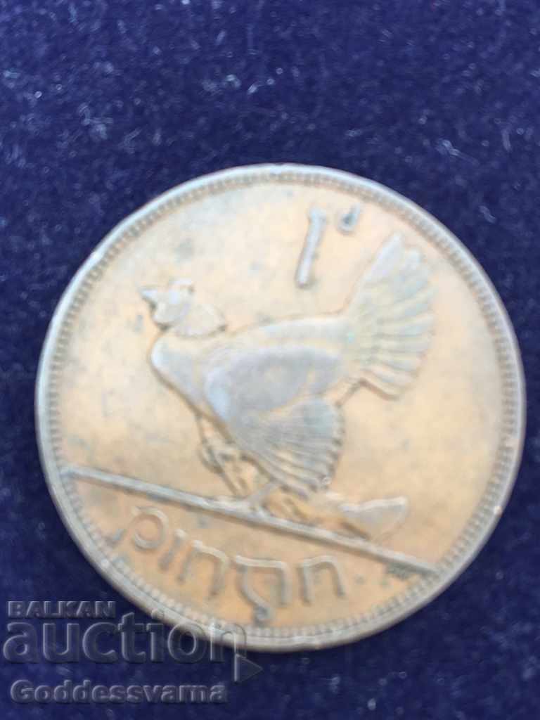 Ireland 1 Penny 1937 Hen Chicks Bronze 9.4g NO 33